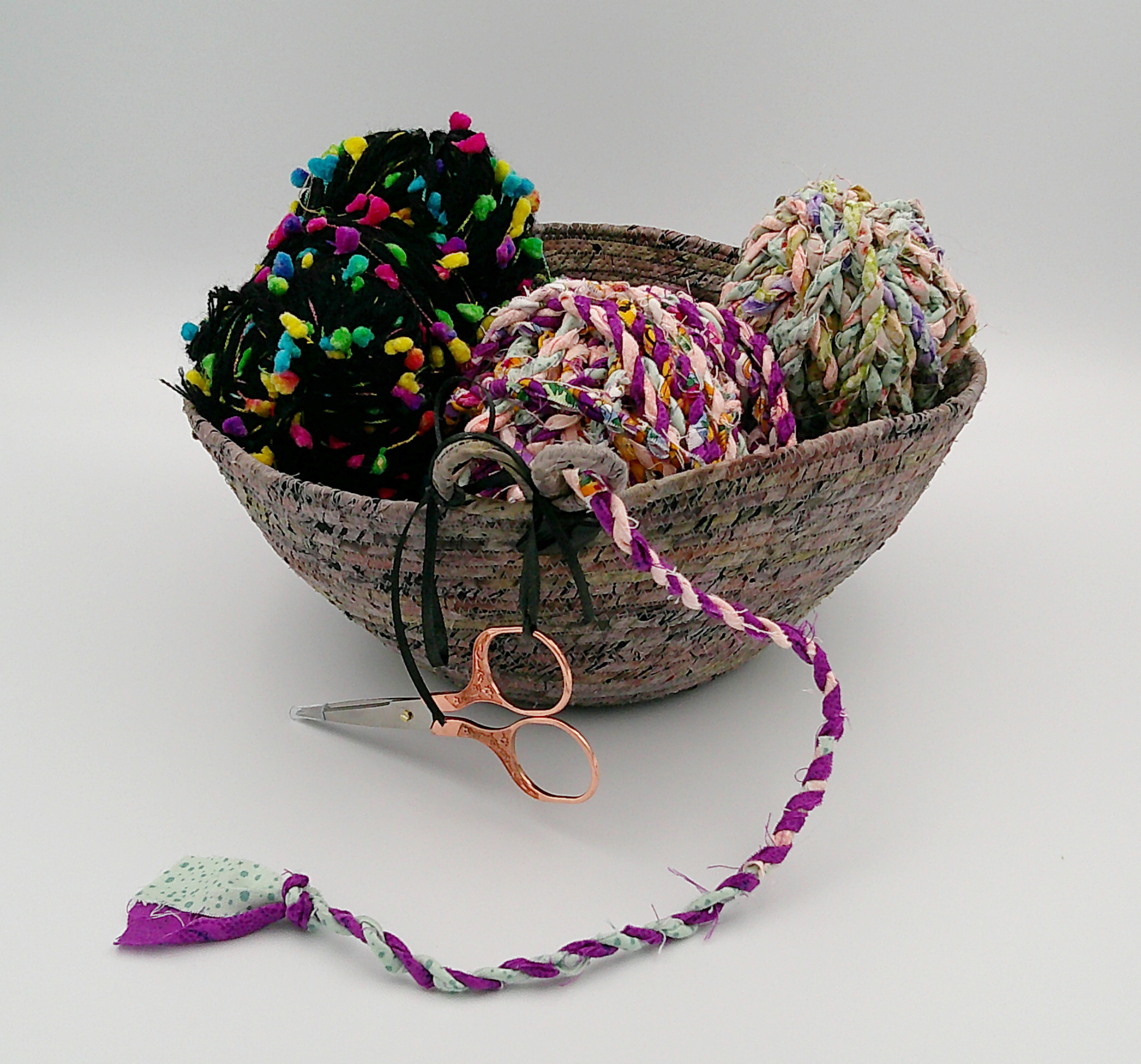 This shows that it can easily hold 3 big balls of yarn. Just an example, but NOT for sale. This shows that it can easily hold 3 big balls of yarn. Just an example, but NOT for sale.